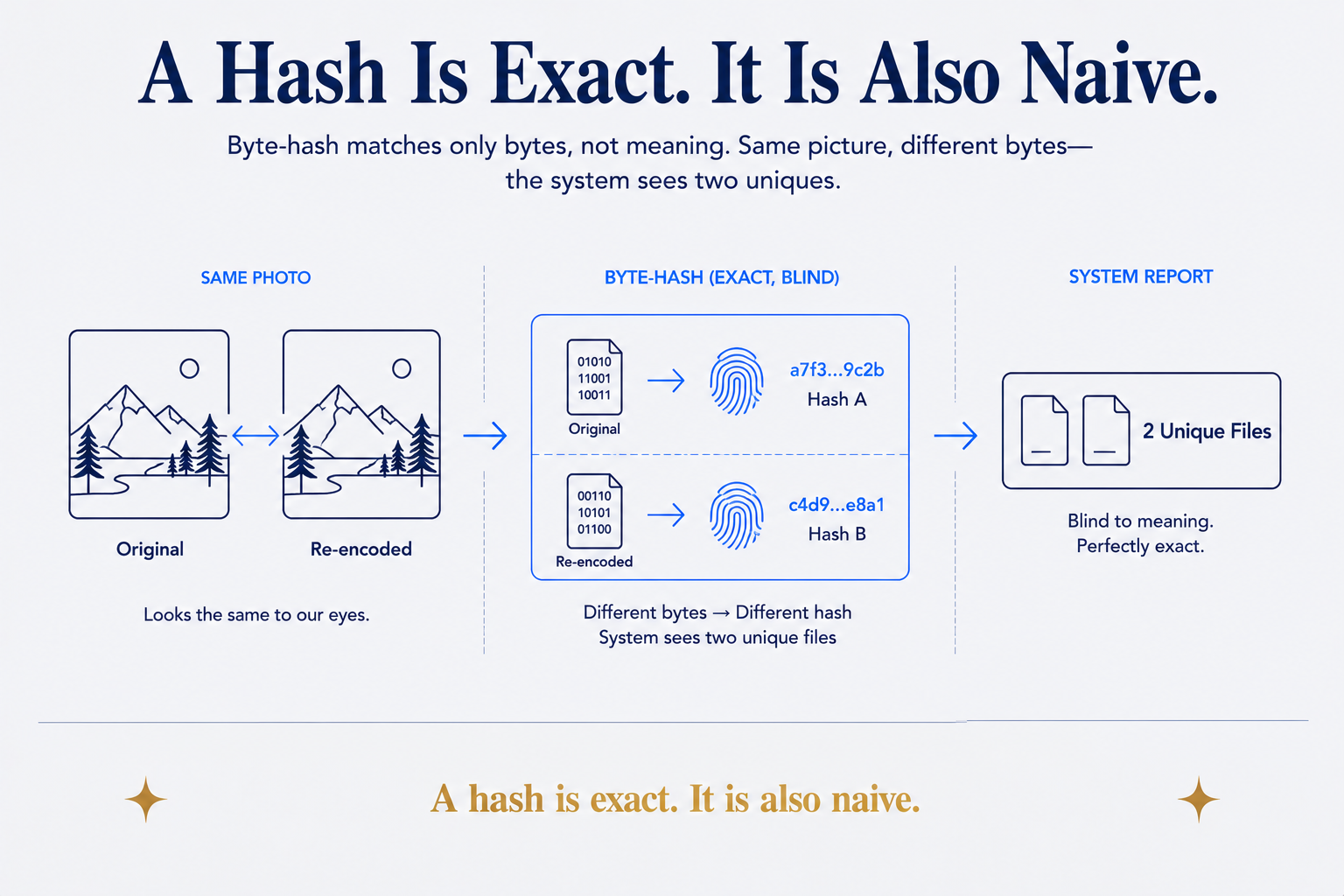 A Hash Is Exact. It Is Also Naive.