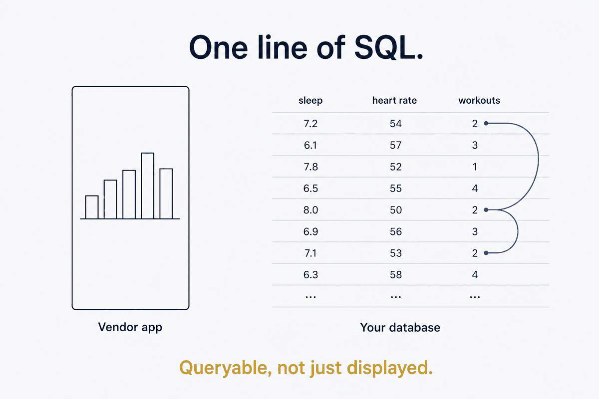 Health Metrics in a Local DuckDB — Owning the Data Your Wearable Won't Let You Query