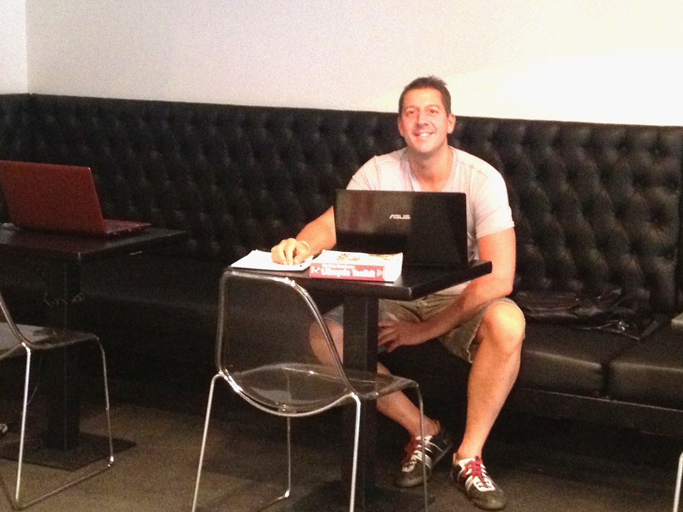 Jaco working from a laptop