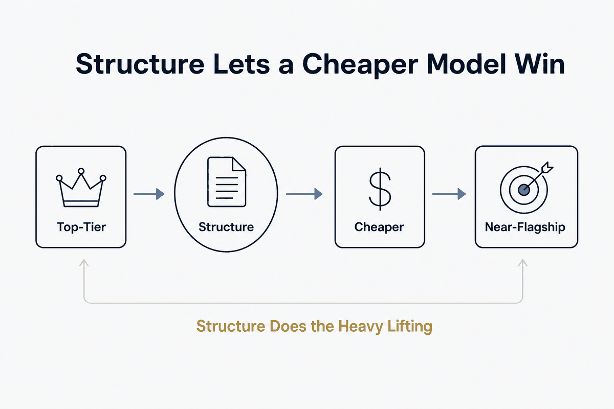 Structure Lets a Cheaper Model Win
